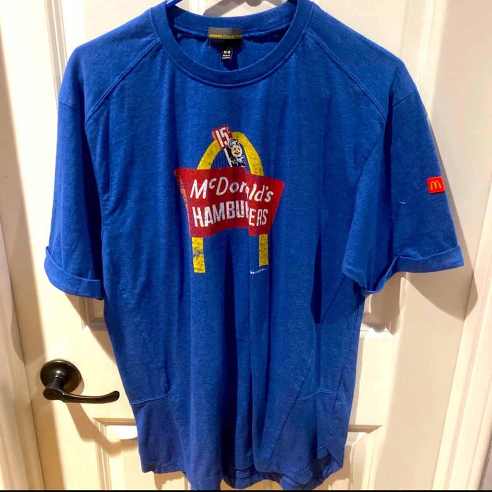 Retro McDonalds Employee Work Shirt Size M Blue 15 Cent Hamburgers First Edition